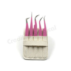 Hot Sale Professional Stainless Steel Five-Piece Eyelash Tweezers <b>Set</b> in <b>Pink</b> Beauty <b>Tools</b> - Product Image 1