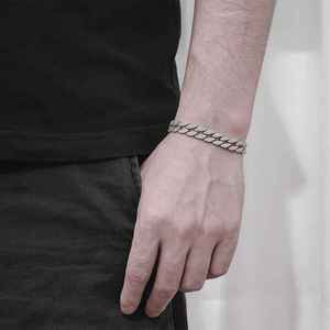 Moissanite Iced Cuban Link Bracelet 925 Sterling Silver Plated Hip Hop Style Trendy Chain Link Jewelry Gift for <b>Men</b> Women - Product Image 1