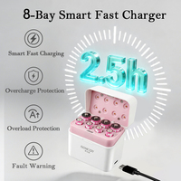 Cargador de Baterías USB-C Innovador con Pantalla LCD Integrada para Baterías Recargables AA AAA de Iones de Litio, Base de Carga con Estuche