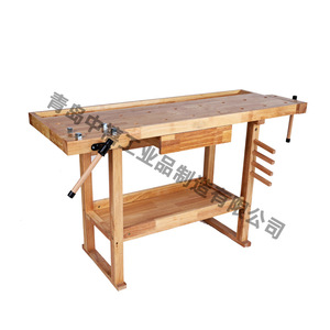 Banc de travail en bois d'hévéa avec pinces, table d'enseignement DIY multifonctionnelle - Product Image 1