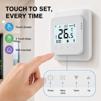 Thermostat intelligent pour chauffage au sol électrique domestique HY518 avec contrôle à distance via application mobile Tuya WiFi, utilisation en garage, design rabattable