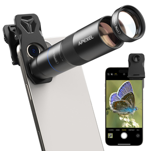 Bộ ống kính máy ảnh điện thoại 2 trong 1 apexel với ống kính macro 200mm Tele 10 lần ống kính kép di động phổ biến kính ED TELE-MACRO <span class=keywords><strong>Pro</strong></span> - Product Image 1