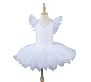 Children Female Children Gauze Dress white Princess Pompadour Dress Ballet Dance Dress Stage Ballet Costume