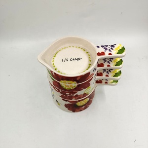 <strong>Measuring</strong> <strong>Cup</strong> <strong>Set</strong> of 4 Print <strong>Measuring</strong> TOOLS Dog Food <strong>Measuring</strong> <strong>Cup</strong> Powder <strong>Measuring</strong> Ceramic Flower Design Custom Sustainable - Product Image 3