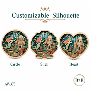 Scatola Ombra 3D Personalizzata con Sirena per Decorazione Murale |   Decorazioni per la cameretta dei bambini a tema Castello Sotto il Mare |   Compensato di Pioppo Stratificato |   Regalo per Bambini - Product Image 5