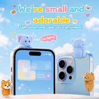 Mini Figura Sorpresa para Teléfono, Juguete Adhesivo con Diseño de Animales, Divertida Decoración para Escritorio, PC, Tablet y Teléfono