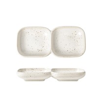 Plat de service en céramique à double compartiment, design sportif, pour trempettes, assaisonnements, snacks et sauce soja