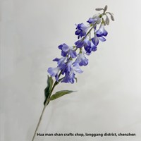 Fleurs artificielles de Delphinium noir à tige unique, effet floqué, pour accessoires de photographie de mariage, décoration intérieure, vente en gros