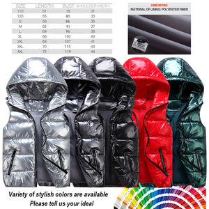 Vente en gros de gilets à capuche pour hommes avec logo personnalisé imperméable et brillant sans manches pour l'hiver <span class=keywords><strong>veste</strong></span> polaire - Product Image 3