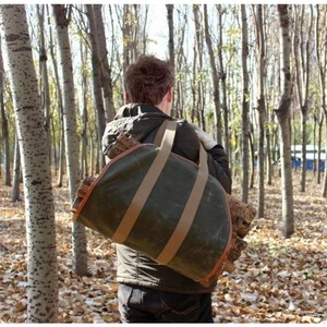 Échantillon Gratuit : Sac de Transport pour Cheminée en Toile Cirée pour Bois de Chauffage, Sac Fourre-tout pour Bûches d'Extérieur avec Poignées - Product Image 2