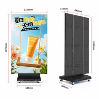 Afficheur LED pliable à trois volets 600cd P2, double face, 1080P, support mobile au sol, signalisation numérique pour la publicité en intérieur