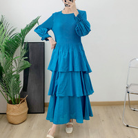 Miyake femmes robe plissée Style décontracté conception irrégulière avec ceinture ample grande taille sortie d'usine robe de mode
