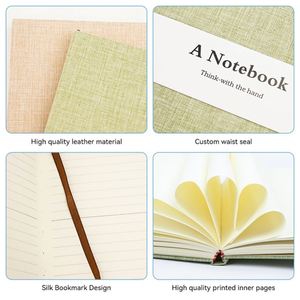 A6 Paper Planner Hardcover Customizable Composition 80 <b>Leaves</b> Journal PU Notebook for Girls - Product Image 5