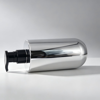 Flacon pompe en PET argenté électroplaqué, verrouillable, noir, vide, pour shampoing, gel douche, crème pour le visage, contenant cosmétique