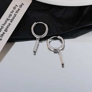 925 <b>Sterling</b> <b>Silver</b> <b>Drop</b> <b>Earrings</b> Women Geometric Bar Minimalist Style Everyday Wear Platinum Plated Brass ES 059 - Product Image 4