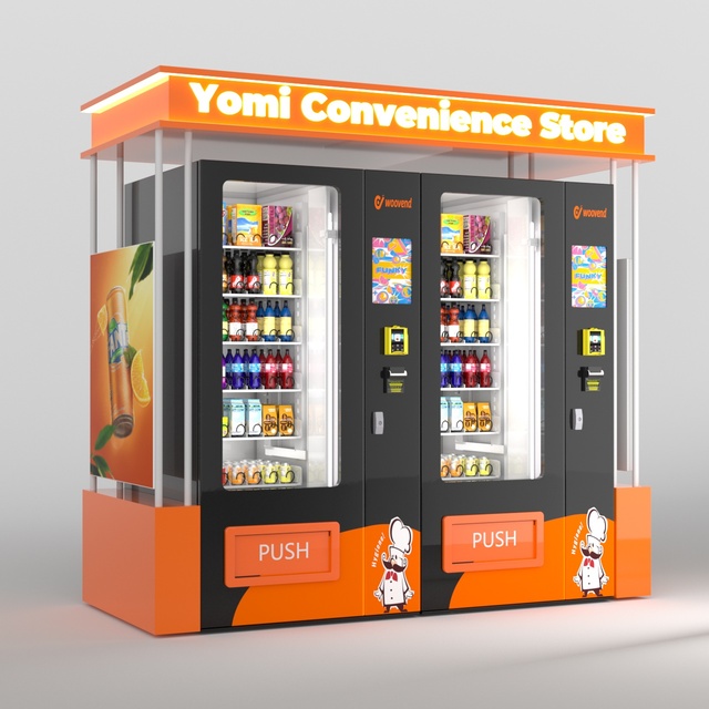 Outdoor Combo Vending Machine With Card Reader Fast Food Cold Drink Chip Snacks Customized Refrigerated Drink Vending Machine
