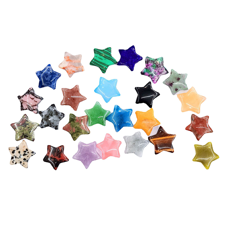 Ornamento natural de 20MM para manualidades, piedras semipreciosas curativas, gemas pequeñas y cristales, joyería, Bola de pentagrama, mini estrella