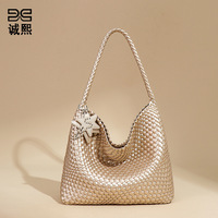 Sac hobo tissé doré grande capacité style bohème sac à bandoulière pour femme toutes saisons