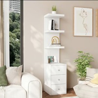 Table de chevet haute en MDF avec étagères ouvertes et trois tiroirs, organisateur pour chambre à coucher, appartement, mobilier domestique