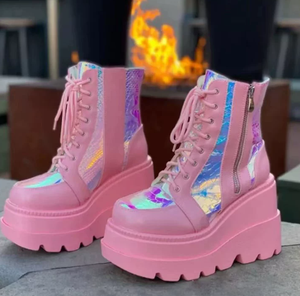 Sepatu Bot Kulit Musim Gugur Musim Dingin Populer 2025 Sepatu Platform Tinggi Wanita Ukuran Besar Sepatu Wanita Hak Tinggi - Product Image 3