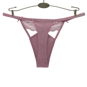 Lencería transpirable de algodón acanalado con lazo, estilo japonés, bragas tipo tanga con encaje para niñas - Product Image 4