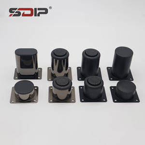 أرجل كنبات معدنية من الحديد قابلة للتعديل بتصميم أنبوبي دائري باللون الأسود المطلي بالكروم، أرجل خزائن، أرجل أثاث - Product Image 2