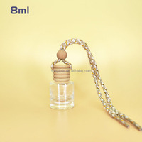 Bouteille de parfum de voiture en verre 6 ml avec logo personnalisé, vide, pour huiles essentielles, crèmes de soin, diffuseur d'air suspendu, bouchon en liège et capuchon en bois