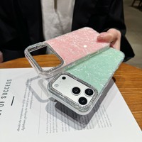 Coque de téléphone à motif de coquille avec strass pour iPhone 18 Pro Max, 17 Air, 16, 15 Plus, 14, 13, 12, 11 Pro