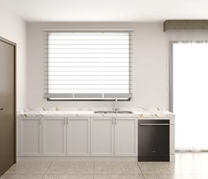 Armoires de cuisine classiques en bois massif de style shaker blanc avec laque pour cuisine en forme de I - Product Image 2