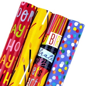 Custom Eco-Friendly Happy Birthday Pattern Gift <b>Wrap</b> <b>Paper</b> <b>Roll</b> Red Art <b>Paper</b> 100GSM Coated Recyclable Double-Sided Digital - Product Image 2