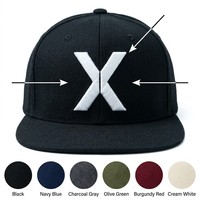 Casquette Snapback Personnalisée avec Logo OEM ODM Broderie 3D Blanche Alphabet X Faible MOQ Marquage Personnalisé Tissu Premium