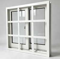 Ventana Corredera de Aluminio Estilo Americano, Doble Acristalamiento, Marco de Alta Seguridad con Rejillas Antirrobo para Casa
