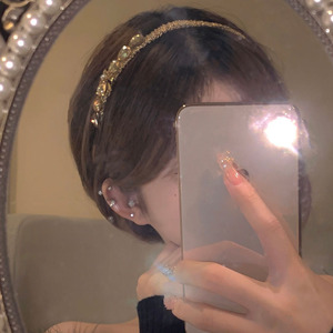 Diadema de Lujo Estilo <span class=keywords><strong>Coreano</strong></span> para Mujer, Hecha a Mano con Pedrería, Lazo, Simple, Estilo Hada, Elegante, Brillante, Accesorios para el Cabello - Product Image 4