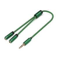 Cable de Audio de 3.5mm Macho a 2x 3.5mm Hembra, 2 en 1 para Auriculares de Juego, Micrófono, Cable de Audio AUX