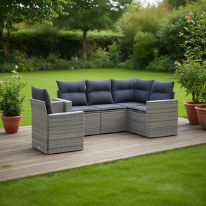 ชุดโซฟาหวายสีเทาสำหรับสวน โครงเหล็ก เฟอร์นิเจอร์กลางแจ้ง 4 ที่นั่ง ดีไซน์ร่วมสมัย - Product Image 2