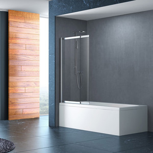 Bandeja rectangular con bisagras cromadas, puerta de <span class=keywords><strong>ducha</strong></span> de bañera plegable de vidrio transparente, <span class=keywords><strong>Panel</strong></span> de pantalla cuadrada deslizante para hoteles - Product Image 2