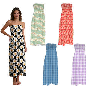 Robe d'été sans bretelles pour femmes à la mode avec imprimé hawaïen, personnalisable pour robe longue décontractée pour femmes - Product Image 1