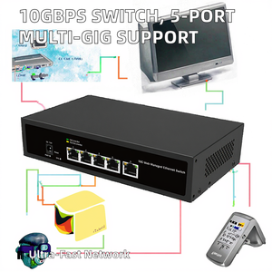 สวิตช์อีเธอร์เน็ต10Gbps พอร์ต RJ-45 SNMP QoS 5x10G รองรับ10g/5g/2.5g/1000M การเจรจาอัตโนมัติความจุของสวิตช์100G สำหรับ DIY - Product Image 2
