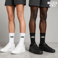 Chaussettes de sport personnalisées avec logo, pour hommes et femmes, en coton, côtelées, noires et blanches, rembourrées, chaussettes athlétiques, OEM ODM, vente en gros, MOQ 1