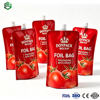 Pochettes à bec verseur imprimées en couleur, sacs d'emballage pour sauces avec bouchon à vis, pochettes à bec verseur en aluminium étanches, impression personnalisée de taille et de logo acceptée