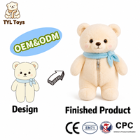 Estuche de Lápices con Diseño de Oso de Peluche Personalizado, OEM ODM, Juguete de Peluche Suave con Bufanda Azul para Niños
