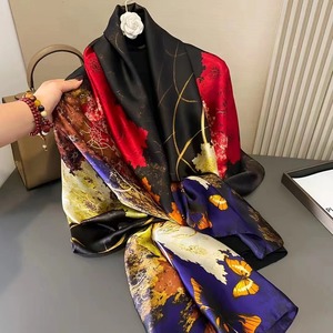 Foulard carré en <span class=keywords><strong>soie</strong></span> de créateur, 25 pouces de long, style <span class=keywords><strong>vintage</strong></span>, châle uni pour femme, foulard de tête - Product Image 6