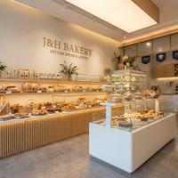 Vitrine murale ouverte pour pain et gâteaux avec éclairage LED et armoire de rangement intégrée
