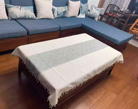 Nappe Décorative Grise en Coton et Lin Tissé Nordique, Imperméable, Antidérapante, à Pompons, Durable et Écologique pour la Maison - Grande Vente