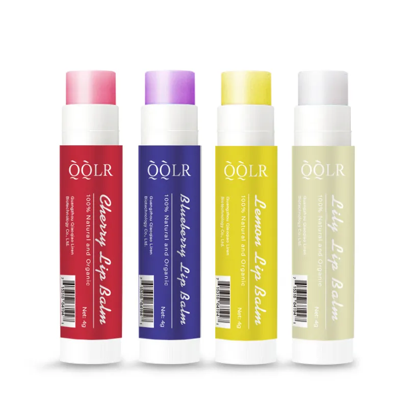 QQLR Private Label Natural 10g Chapstick Lip Gross 6 Fruit Flavor Blueberry Fruit Organic Lipstick Embellish Lip Balm