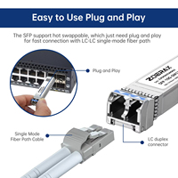 ZoeRax 10G SFP + Módulo transceptor dúplex LC monomodo 1310nm 10km DDM Fibra óptica para red Cisco TP-Link Ubiquiti POE
