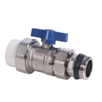 Top Kwaliteit Vlinder Handvat 2 Manier DN25 1Inch Ptfe Buitendraad Water Flow Control Mengen Ppr Gesmeed Messing Bal valve
