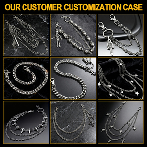 Chaînes de pantalon en métal en forme de crâne plaqué argent personnalisées, ceinture de taille vintage de style western de haute qualité personnalisable pour jeans - Product Image 4