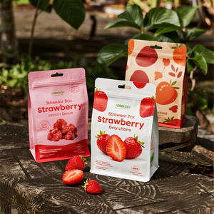 Atacado Custom Printing Pineapple Peach Mango Morangos Congelar Frutas Secas <span class=keywords><strong>Snacks</strong></span> Auto-selagem De Folha De Alumínio Saco Embalagem - Product Image 1