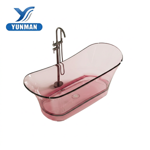 Baignoire en résine transparente rose Artistic Glamour, certifiée CE SAA, baignoire de luxe pour <span class=keywords><strong>spa</strong></span> personnel, baignoire de relaxation haut de gamme - Product Image 1